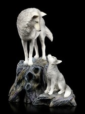 Wolf Figur mit Welpe - Guidance by Lisa Parker | Tierfigur Dekofigur H 23,5 cm