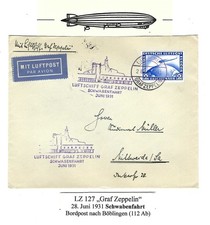 LZ 127, Schwabenfahrt 28.6.1931, Bordpost nach Böblingen, Mi.-Nr. 191 b,