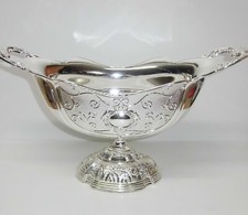 Schale Jardiniere Obstschale mit Fuss versilbert - neu