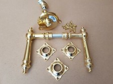 Messing Poliert WC Türgriffe Rosetten Klo Schließer Türklinke Tür Griffe R29P