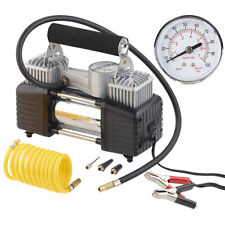 Lescars Mobiler Luft-Kompressor, Manometer, 12 V, 100 psi, 288 Watt, 3 Adapter