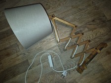 Temde Teakholz Scherenlampe Neuer Lampenschirm voll Funktionsfähig 60er 70er