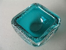 kleine Schale / Ascher MURANO Glas türkis / Luftblasendekor - 50er/60er Jh.