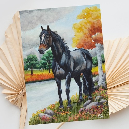 Aquarell pferde gemälde - pferde,