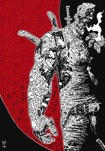 Marv sin city comic sketch - marv,