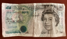 1990 Bank of England, Five Pounds, £5, Queen Elizabeth / George Stephenson