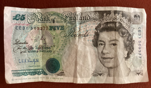 1990 bank england five - bank, of