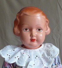 alte Minerva Puppe Celluloid Buschow & Beck 30er/40er Jahre 36 cm bunt bekl.