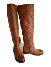 A.S.98 Damen Leder Overkneestiefel mit Reißverschluss Farbe cognac Größe 36 NEU
