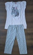 YIGGA Mädchen Shorty Pyjama Schlafanzug Gr. 146 152 Zebra weiß hellblau top Zust
