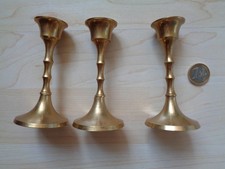 3 Kerzenleuchter Messing Kerzenständer Kerzenhalter 10cm Tischdekoration VTG MCM