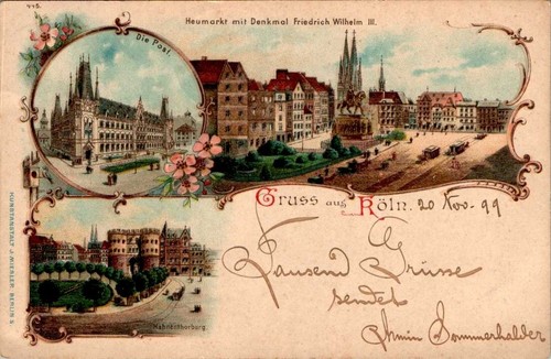 Litho gruß aus köln - gruß, heumarkt