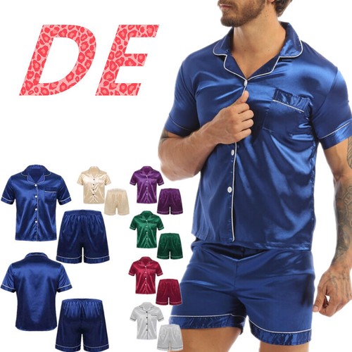 Herren satin pyjama - satin, kurz