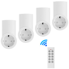 4er Funksteckdosen Set Funk Starterkit mit Steckdosen und Fernbedienung bis 30m