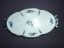 Griffschale Art Deko weiß silber Schwarzenhammer Schiffchen Schale Geometrisch