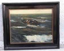 Potocki (Polen) - Fischer auf Boot in stürmischer See - Gemälde