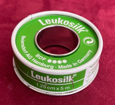 Leukosilk Blechdose Metall grün leer alt Vintage Beiersdorf Ø 5,8cm, H 2 cm