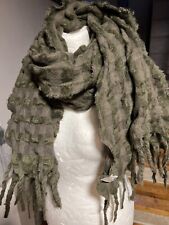 Schal Halstuch flauschig warm Winter kariert khaki grün olive Tartan