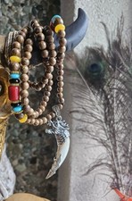 Kette Perlen Wolf Zahn Wildtier Harz Zahn Halskette Retro Ethno Schmuck