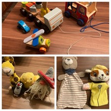Baby Spielzeug Auto Fahrzeug Holz Magnete und Kuscheltiere Handpuppe Paw Patrol