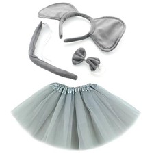 Elefant 4-teiliges Set, Ohren Stirnband Fliege Schwanz Prinzessin Tutu Tier Kostüm für