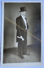 orig. Foto AK Herr Mann Hut Mode um 1920 Anzug Zylinder