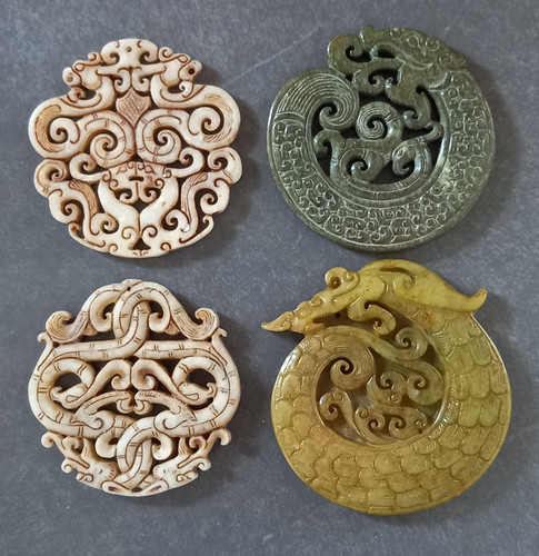 Stück jade amulett sammlung - 4,