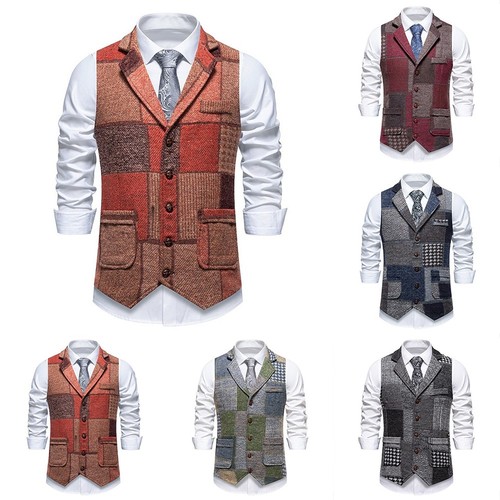 Herren tweed weste revers - weste,