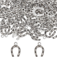 100 Pferdehufe Charms Silber Anhänger Schmuck DIY Basteln Western