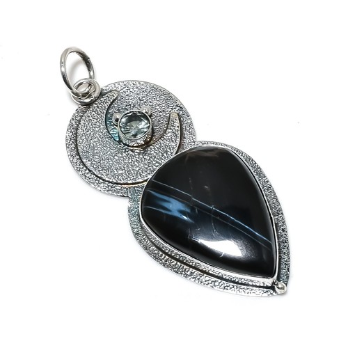 Blauer tigerauge edelstein 925 - blauer,