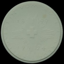 LAUBAN / SCHLESIEN: Porzellan-Medaille 1924. ZWEIGVEREIN ROTES KREUZ ⇒ GIPSFORM.