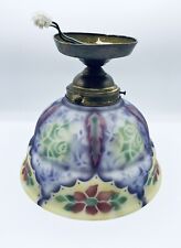 Deckenlampe Alt Art Deco Stil Glas Spritzdekor Blüten Bunt Satiniert Glaskunst