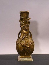 rh2/1  Jugendstil Vase Bronze  Dekor nach August Moreau  Frankreich ~ 1900