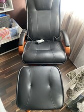 Massagesessel mit Fußhocker Elektrischer Fernsehsessel Kunstleder Schwarz