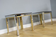 Nacht Tische Design Romeo Rega Chrom Messing Rauchglas 70er Jahre Vintage Tisch