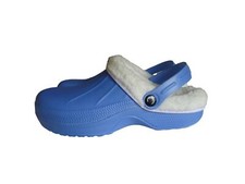 Pelz gefütterte blaue Clogs