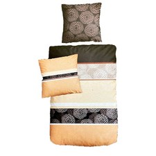 Hochwertige Biber Bettwäsche Baumwolle Ornamente braun 135x200 80x80cm