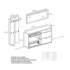 Garderobenset Garderobe Schuhschrank Wandpaneel Wandspiegel Orlando Schwarz matt