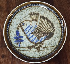 Töpferei Massemühle Wagner Wandteller Zierteller Vogel/Amsel, Keramik handgemalt