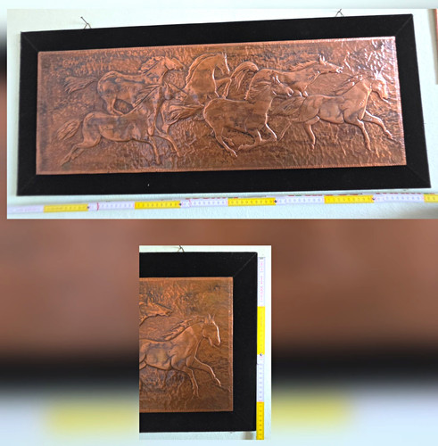 Gerahmtes kupfer relief - gerahmtes, kupfer-relief