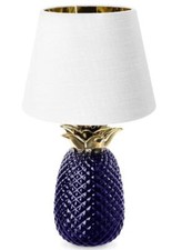 Tischlampe Dekolampe im Ananas Design Kolonial Keramik E27 40cm Violett/Weiß