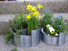 2er Set Pflanzschale geschwungen Zinkwanne Blechwanne Pflanztopf Designer Schale