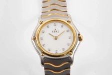 EBEL CLASSIQUE WAVE SPORT DAMEN ARMBANDUHR STAHL GOLD 18ct DIAMANTEN BOX PAPIERE