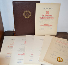 DDR-Mappe mit Urkunden ab 1970 Karl-Marx-Stadt Strickmaschinen