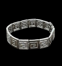 Tova Armband 925 Silber mit Mäander Muster L 20 cm 31,34g weiße Steine CZ EA18