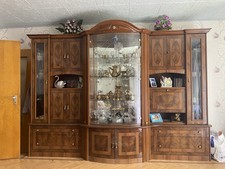 Vitrinen Schrank mit Aufsatz Wohnzimmer Vintage Landhaus Eiche Massivholz