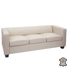 B-Ware 3er Sofa Couch Loungesofa Lille, Leder, creme