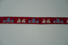 Vintage altes Webband, Borte,  rot, Trachten,  Folklore, Hasen und Tannen