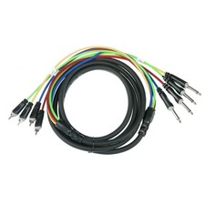 Audio 4-fach Multicorekabel 3m Schwarz 6,3mm Monoklinke Cinch Male PVC Mantel