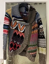 Desigual Bunte Dicke Strickjacke Gr. L Damen Pullover Cardigan